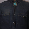 Natural Morenci Turquoise Bolo Tie by Mark Antia