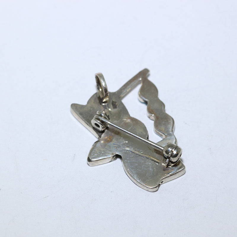 Inlay humming bird pendant/pin by Zuni