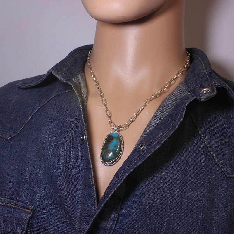 Stablized Kingman Silver Pendant