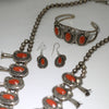 Coral Necklace, Earring, Bracelet Set