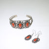 Coral Necklace, Earring, Bracelet Set