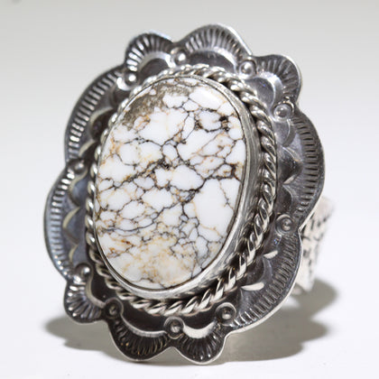 White Buffalo Ring by Arnold Goodluck- 11.5