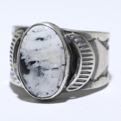 White Buffalo Ring by Arnold Goodluck- 8.5