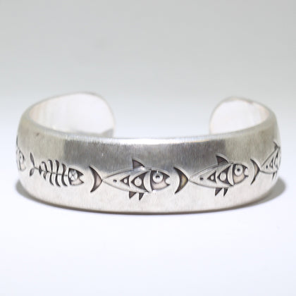 Silver Bracelet by Norbert Peshlakai 5-1/2
