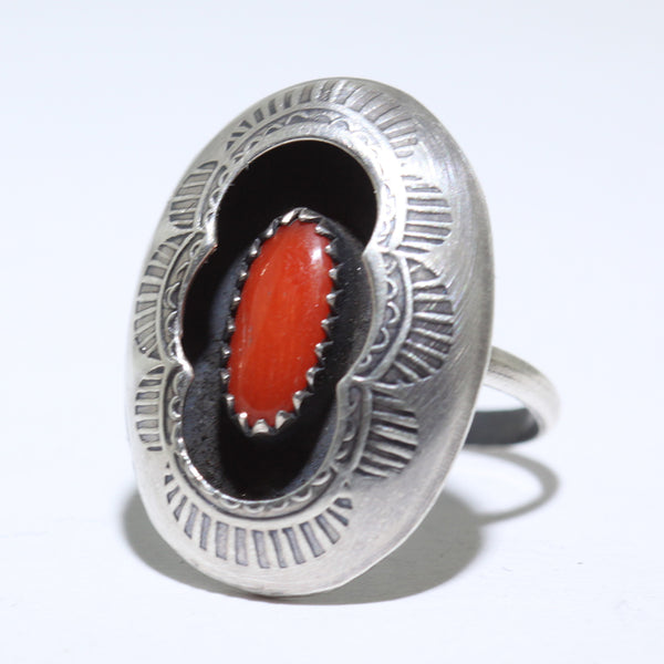 NVAJO ナバホ族　silver925×opal×coral リング Coral Ring by Navajo- 5.5 – Gallup Trading