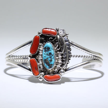 Coral/Turq Bracelet by Navajo 5-1/2
