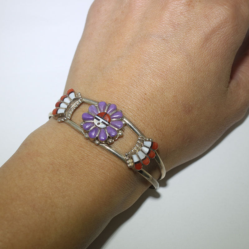 Inlay sunface bracelet by Zuni