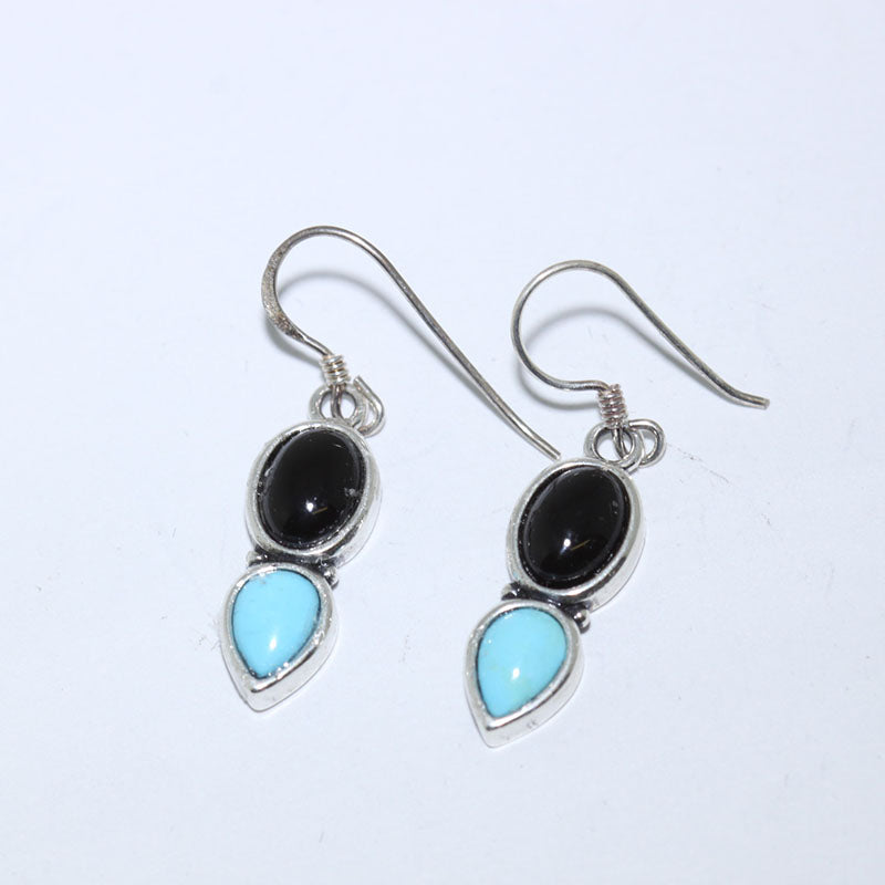 Onyx/Turquoise Earrings by Navajo