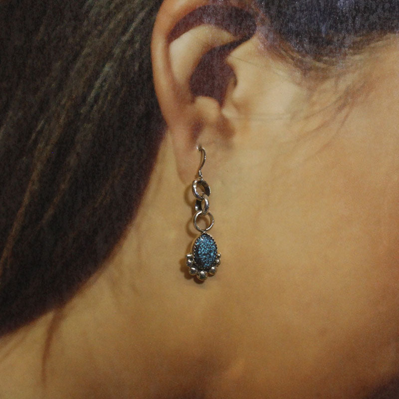 Kingman Turquoise Earrings by Navajo