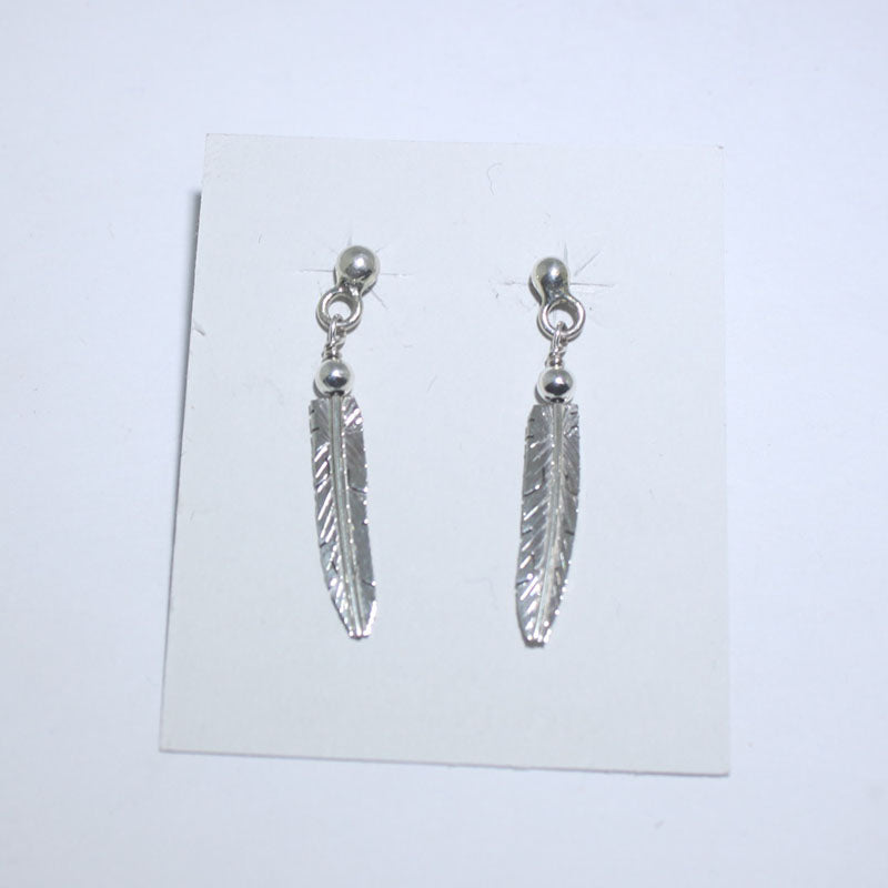 Silver feather earring by Navajo