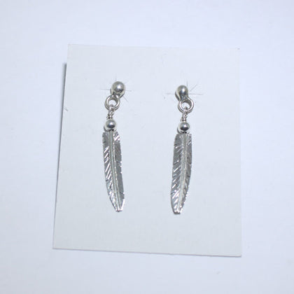 Silver feather earring by Navajo