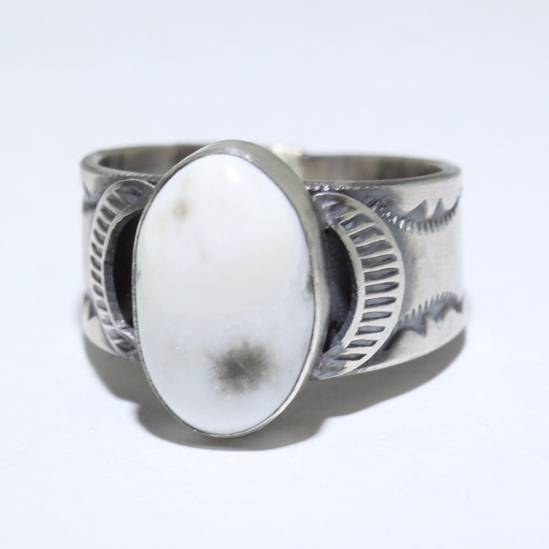 White Buffalo Ring by Arnold Goodluck- 12.5