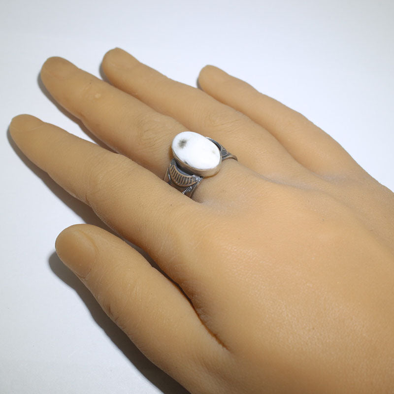 White Buffalo Ring by Arnold Goodluck- 12.5