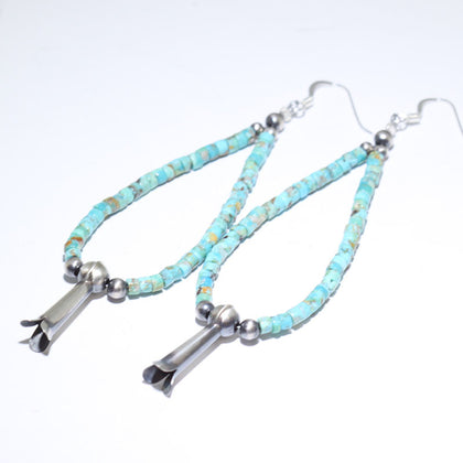 Turquoise Bead Earrings by Navajo