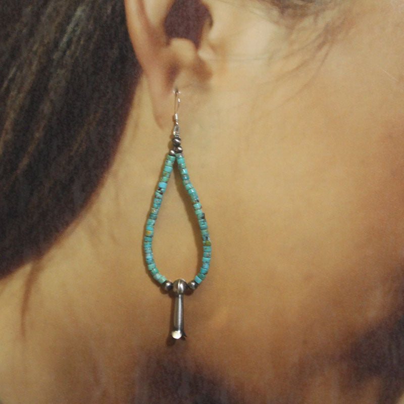 Turquoise Bead Earrings by Navajo