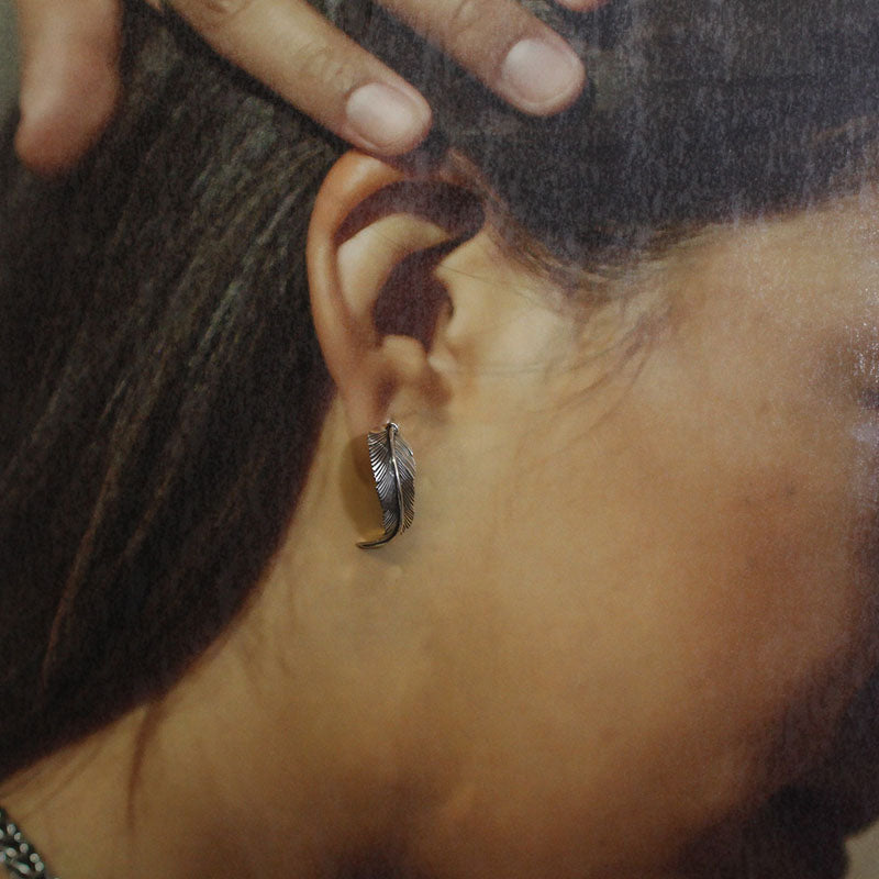 Silver feather earring by Harvey Mace