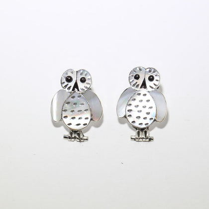 Owl Inlay Earrings by Zuni
