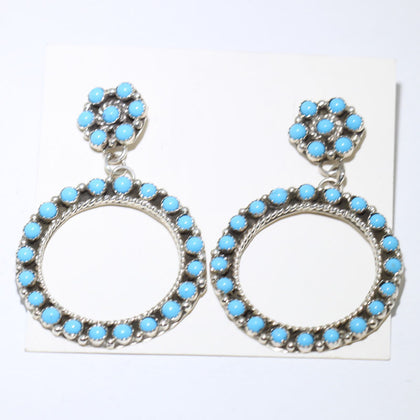 Turquoise Hoop Earrings by Navajo